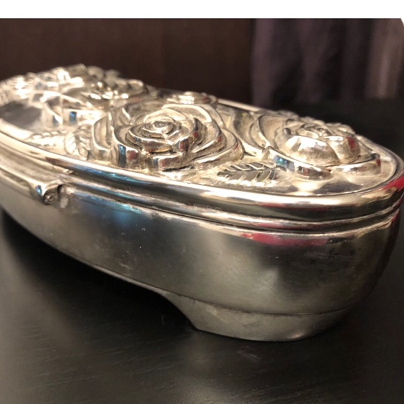 VTG Godinger Silver Plate Rose Jewelry Box Oval - Picture 4 of 10